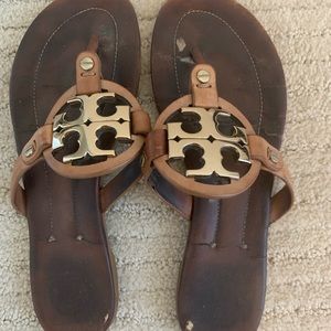Tory Burch brown and gold sandal
